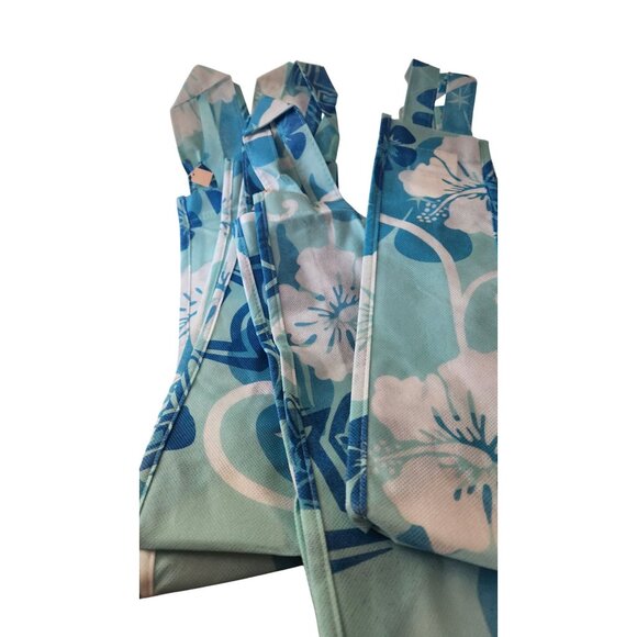 Hawaiian Floral Print Reusable Wine Bottle Bags Blue & White Durable Fabric Eco - Picture 5 of 9